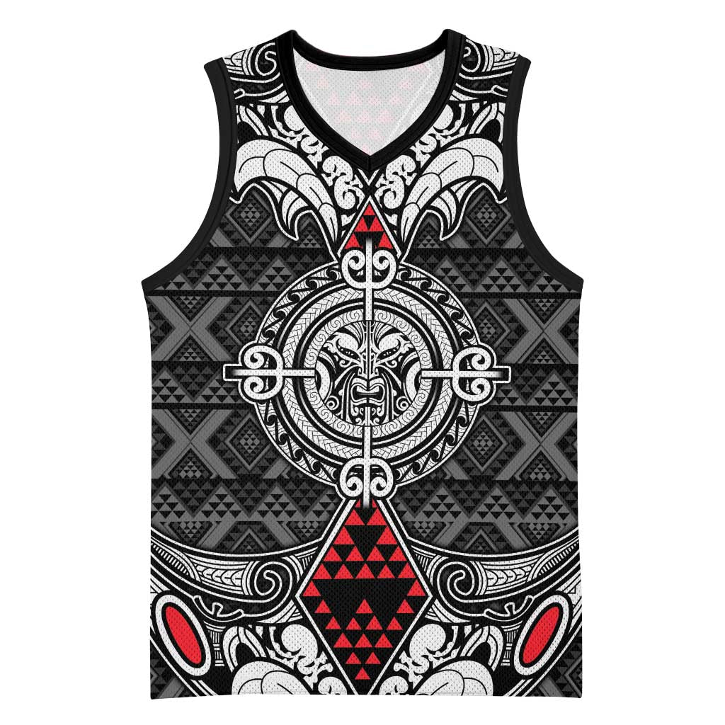 Black Aotearoa Taniko Motif Basketball Jersey Vintage Maori New Zealand Tribal Art Pattern LT9 Unisex Black - Polynesian Pride