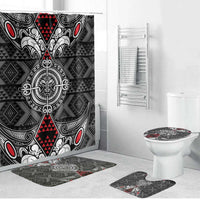Black Aotearoa Taniko Motif Bathroom Set Vintage Maori New Zealand Tribal Art Pattern - Polynesian Pride