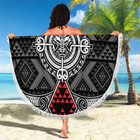 Black Aotearoa Taniko Motif Beach Blanket Vintage Maori New Zealand Tribal Art Pattern