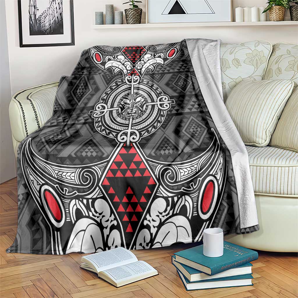 Black Aotearoa Taniko Motif Blanket Vintage Maori New Zealand Tribal Art Pattern