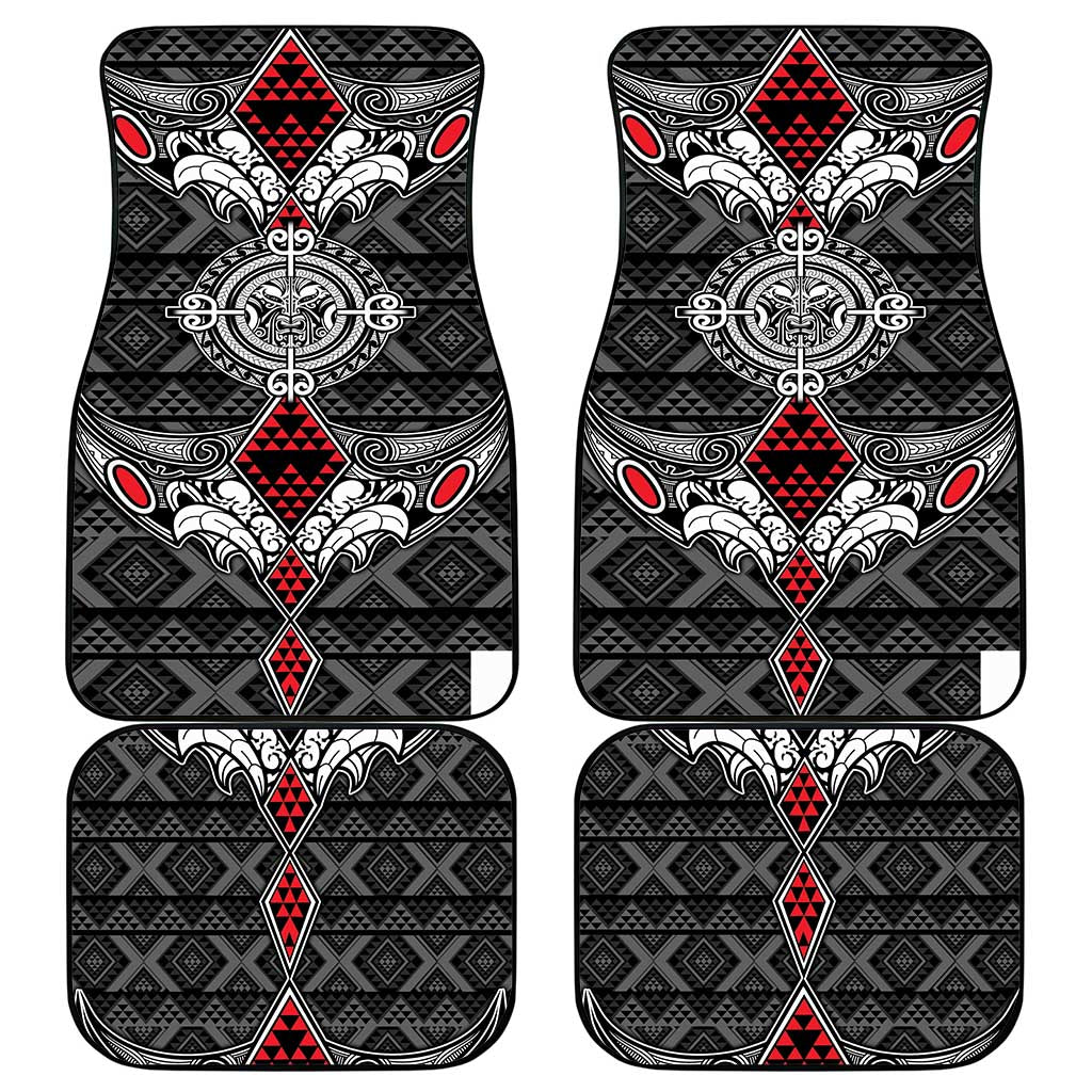 Black Aotearoa Taniko Motif Car Mats Vintage Maori New Zealand Tribal Art Pattern