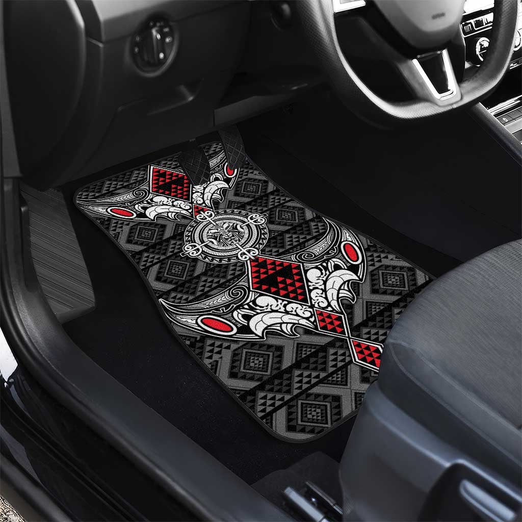 Black Aotearoa Taniko Motif Car Mats Vintage Maori New Zealand Tribal Art Pattern