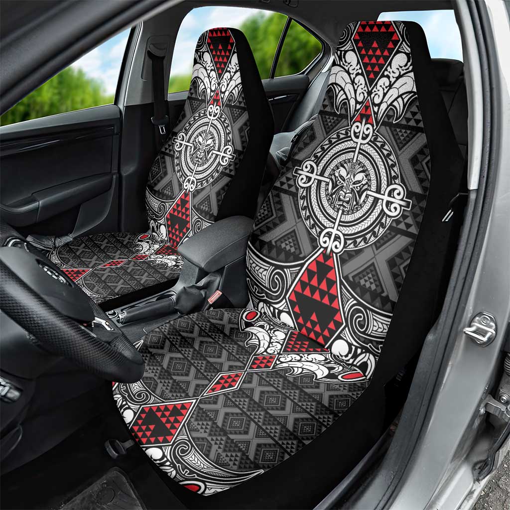 Black Aotearoa Taniko Motif Car Seat Cover Vintage Maori New Zealand Tribal Art Pattern