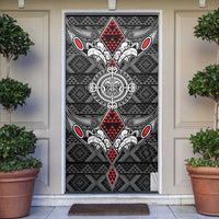 Black Aotearoa Taniko Motif Door Cover Vintage Maori New Zealand Tribal Art Pattern - Polynesian Pride