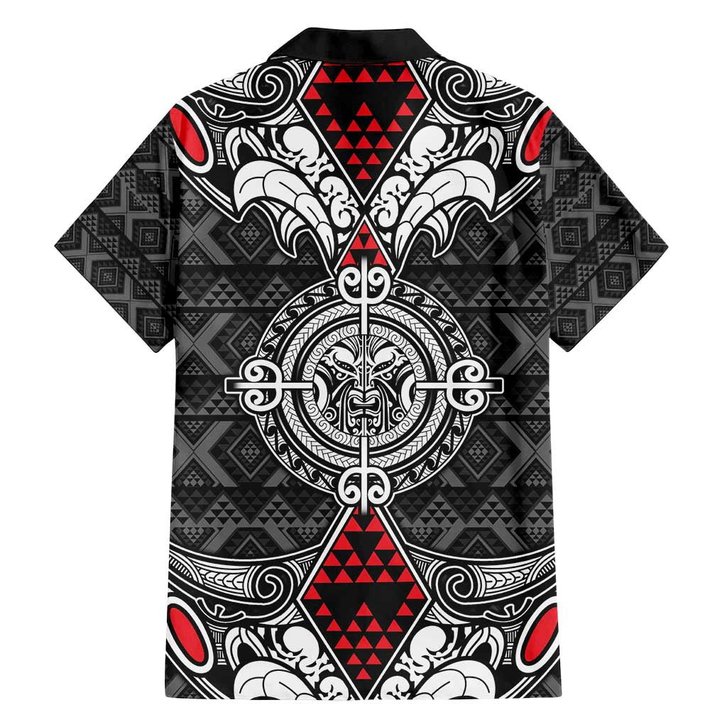 Black Aotearoa Tanilo Motif Family Matching Off Shoulder Maxi Dress and Hawaiian Shirt Vintage Maori New Zealand Tribal Art Pattern