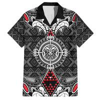 Black Aotearoa Tanilo Motif Family Matching Summer Maxi Dress and Hawaiian Shirt Vintage Maori New Zealand Tribal Art Pattern