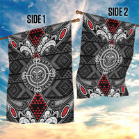 Black Aotearoa Taniko Motif Garden Flag Vintage Maori New Zealand Tribal Art Pattern