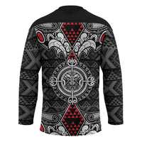 Black Aotearoa Taniko Motif Hockey Jersey Vintage Maori New Zealand Tribal Art Pattern LT9 - Polynesian Pride