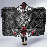 Black Aotearoa Taniko Motif Hooded Blanket Vintage Maori New Zealand Tribal Art Pattern