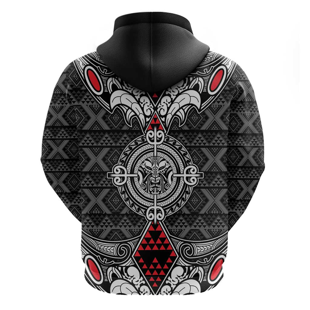 Black Aotearoa Tanilo Motif Hoodie Vintage Maori New Zealand Tribal Art Pattern