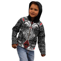Black Aotearoa Tanilo Motif Kid Hoodie Vintage Maori New Zealand Tribal Art Pattern