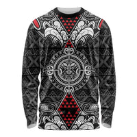 Black Aotearoa Tanilo Motif Long Sleeve Shirt Vintage Maori New Zealand Tribal Art Pattern