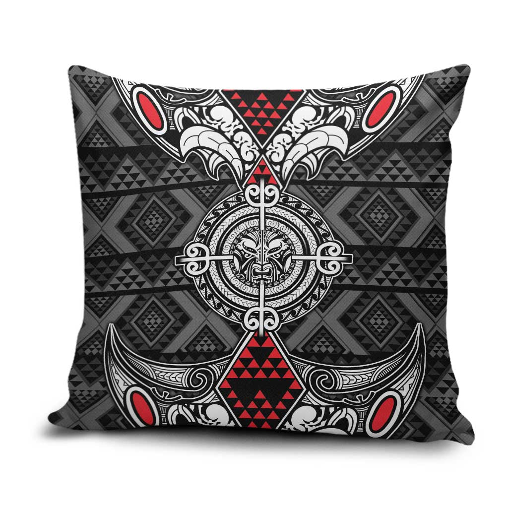 Black Aotearoa Taniko Motif Pillow Cover Vintage Maori New Zealand Tribal Art Pattern - Polynesian Pride