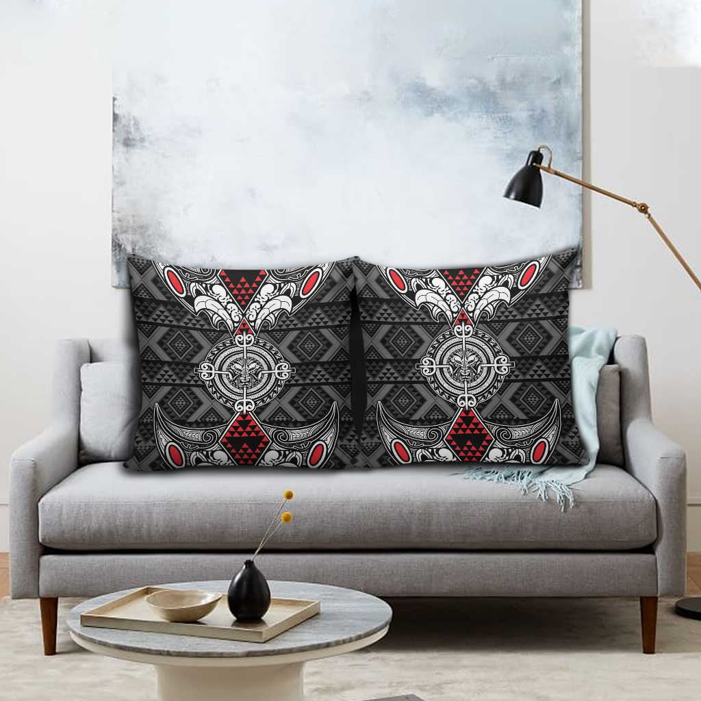 Black Aotearoa Taniko Motif Pillow Cover Vintage Maori New Zealand Tribal Art Pattern - Polynesian Pride