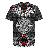 Black Aotearoa Tanilo Motif Rugby Jersey Vintage Maori New Zealand Tribal Art Pattern
