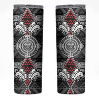 Black Aotearoa Taniko Motif Skinny Tumbler Vintage Maori New Zealand Tribal Art Pattern LT9 Black - Polynesian Pride