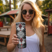 Black Aotearoa Taniko Motif Skinny Tumbler Vintage Maori New Zealand Tribal Art Pattern LT9 - Polynesian Pride