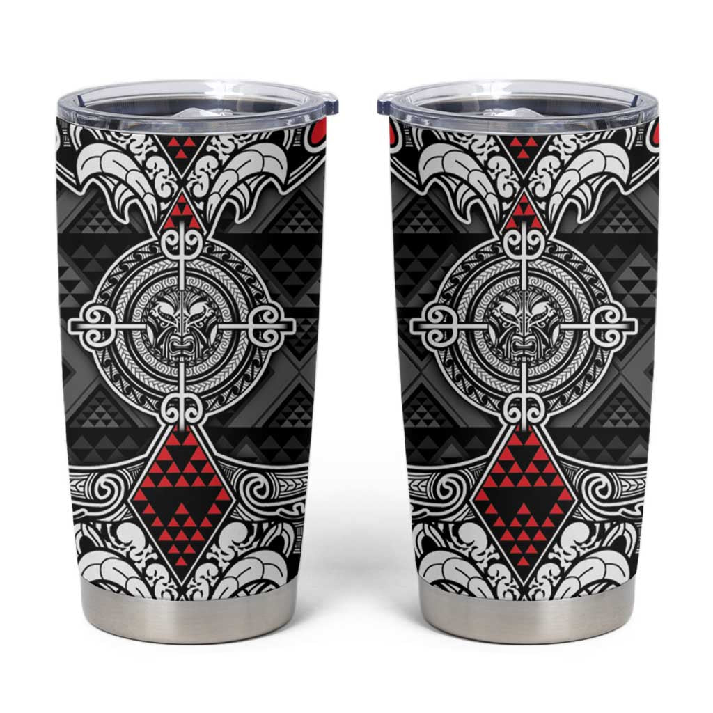 Black Aotearoa Taniko Motif Tumbler Cup Vintage Maori New Zealand Tribal Art Pattern
