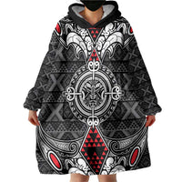 Black Aotearoa Tanilo Motif Wearable Blanket Hoodie Vintage Maori New Zealand Tribal Art Pattern
