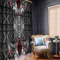 Black Aotearoa Taniko Motif Window Curtain Vintage Maori New Zealand Tribal Art Pattern