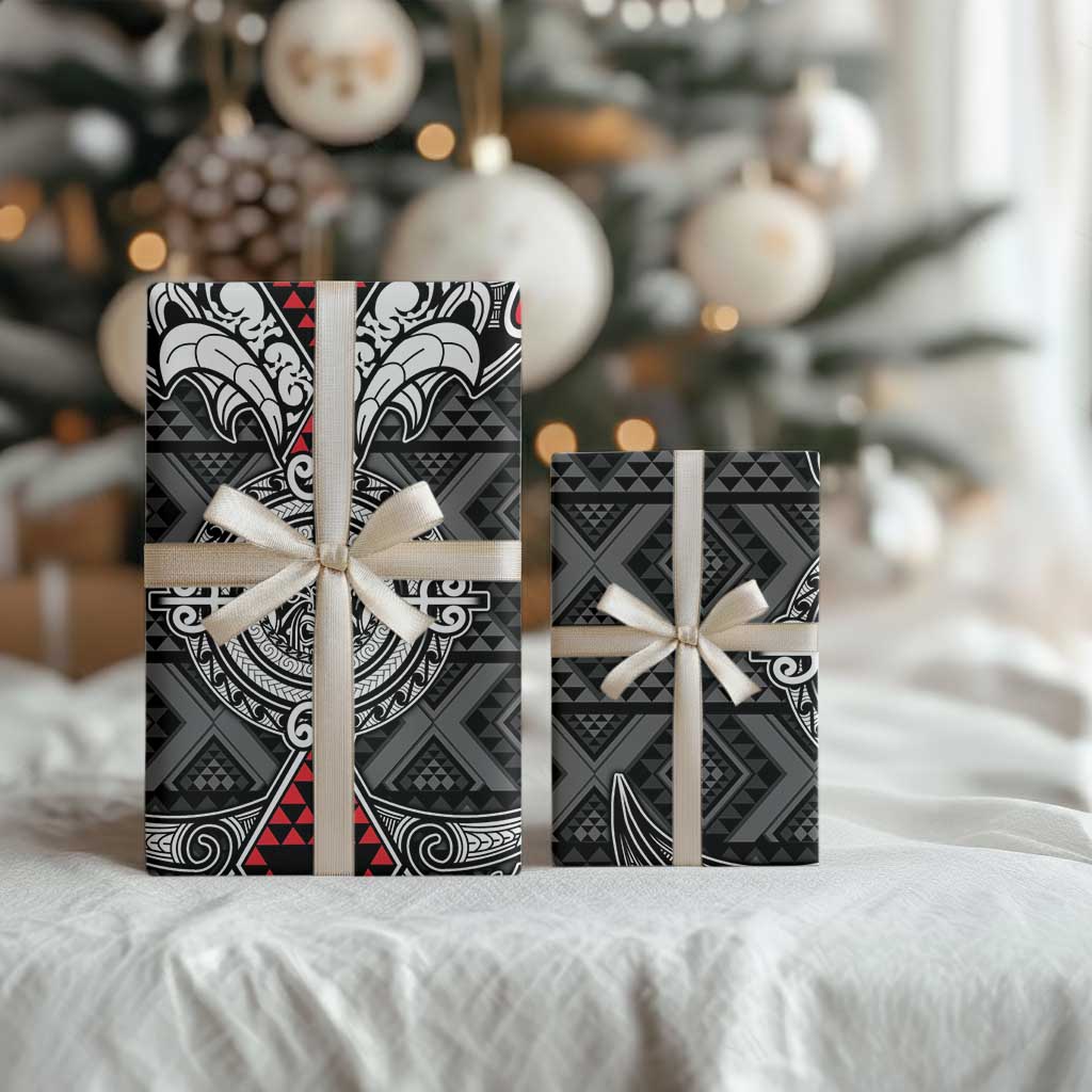 Black Aotearoa Taniko Motif Wrapping Paper Vintage Maori New Zealand Tribal Art Pattern - Polynesian Pride