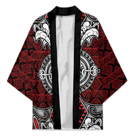 Red Aotearoa Taniko Motif Kimono Vintage Maori New Zealand Tribal Art Pattern - Polynesian Pride