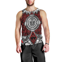 Red Aotearoa Tanilo Motif Men Tank Top Vintage Maori New Zealand Tribal Art Pattern