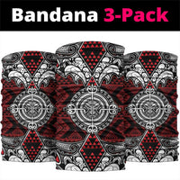 Red Aotearoa Taniko Motif Neck Gaiter Vintage Maori New Zealand Tribal Art Pattern - Polynesian Pride