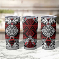Red Aotearoa Taniko Motif Tumbler Cup Vintage Maori New Zealand Tribal Art Pattern