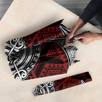 Red Aotearoa Taniko Motif Umbrella Vintage Maori New Zealand Tribal Art Pattern - Polynesian Pride