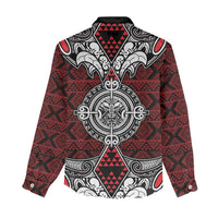 Red Aotearoa Tanilo Motif Women Casual Shirt Vintage Maori New Zealand Tribal Art Pattern