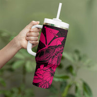 Kakau Polynesian Tribal Hawaiian Turtle Tumbler With Handle with Kanaka Maoli Pink