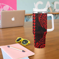 Kakau Polynesian Tribal Hawaiian Turtle Tumbler With Handle with Kanaka Maoli Red
