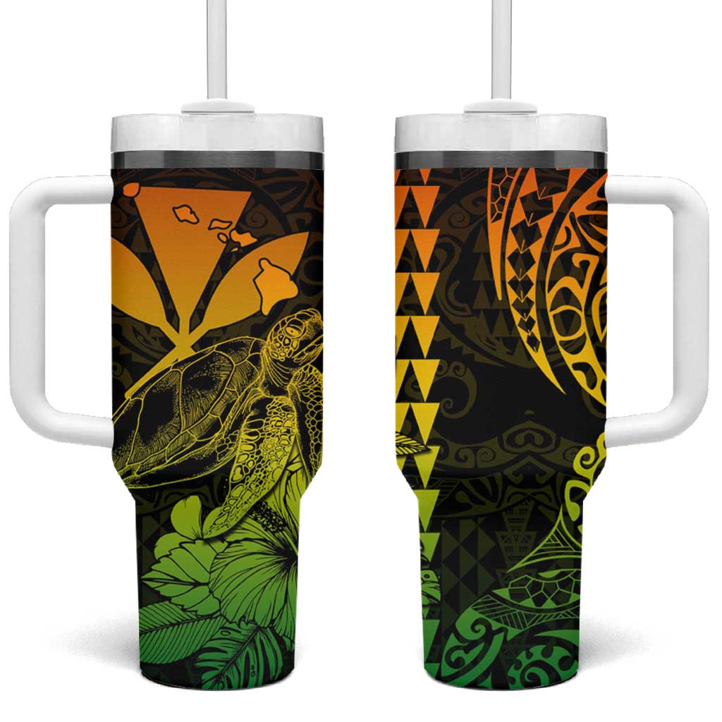 Kakau Polynesian Tribal Hawaiian Turtle Tumbler With Handle with Kanaka Maoli Reggae