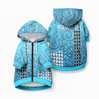 Hawaii Tribal Kakau Pet Hoodie LT9 Zip-up Blue - Polynesian Pride