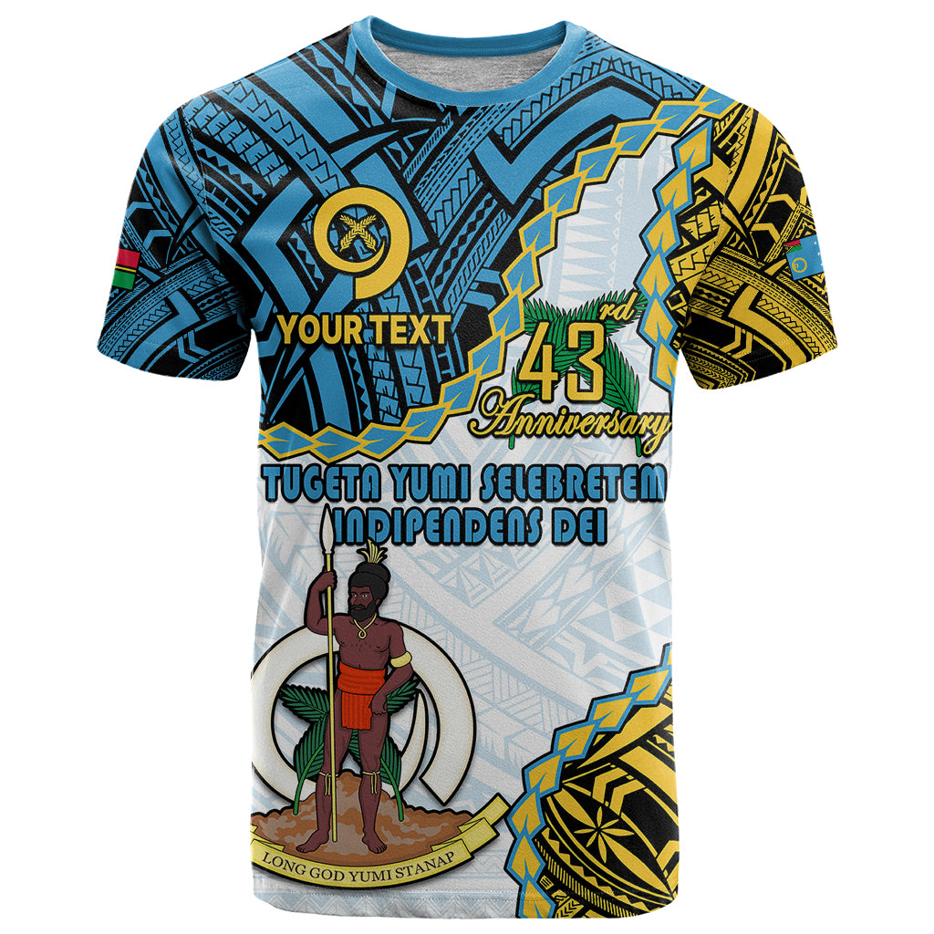 Custom Sanma Province 43rd Anniversary Vanuatu T Shirt Tugeta Yumi Selebretem Indipendens Dei LT9 Blue - Polynesian Pride