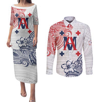 Kingdom of Uvea 1842-1860 Personalized Couples Matching Puletasi and Long Sleeve Button Shirt Wallis and Futuna Polynesian Tribal Pattern