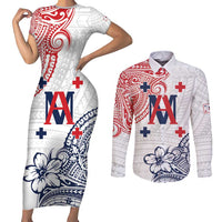 Kingdom of Uvea 1842-1860 Personalized Couples Matching Short Sleeve Bodycon Dress and Long Sleeve Button Shirt Wallis and Futuna Polynesian Tribal Pattern