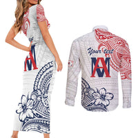 Kingdom of Uvea 1842-1860 Personalized Couples Matching Short Sleeve Bodycon Dress and Long Sleeve Button Shirt Wallis and Futuna Polynesian Tribal Pattern