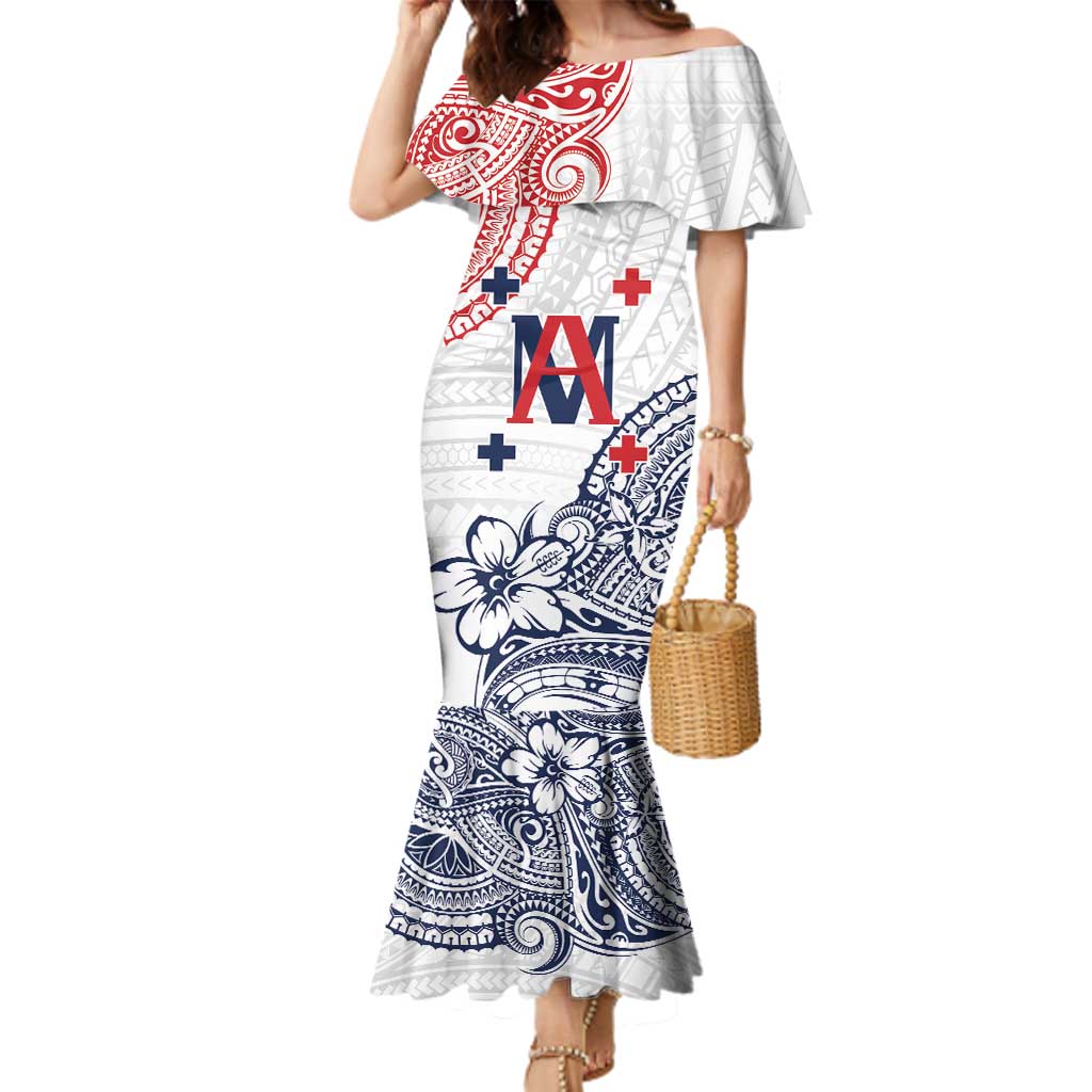 Kingdom of Uvea 1842-1860 Personalized Family Matching Mermaid Dress and Hawaiian Shirt Wallis and Futuna Polynesian Tribal Pattern