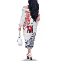 Kingdom of Uvea 1842-1860 Personalized Family Matching Off The Shoulder Long Sleeve Dress and Hawaiian Shirt Wallis and Futuna Polynesian Tribal Pattern