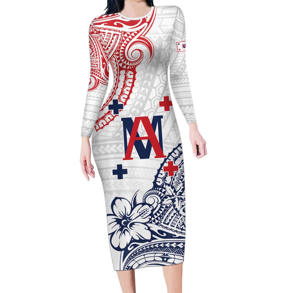 Kingdom of Uvea 1842-1860 Personalized Long Sleeve Bodycon Dress Wallis and Futuna Polynesian Tribal Pattern