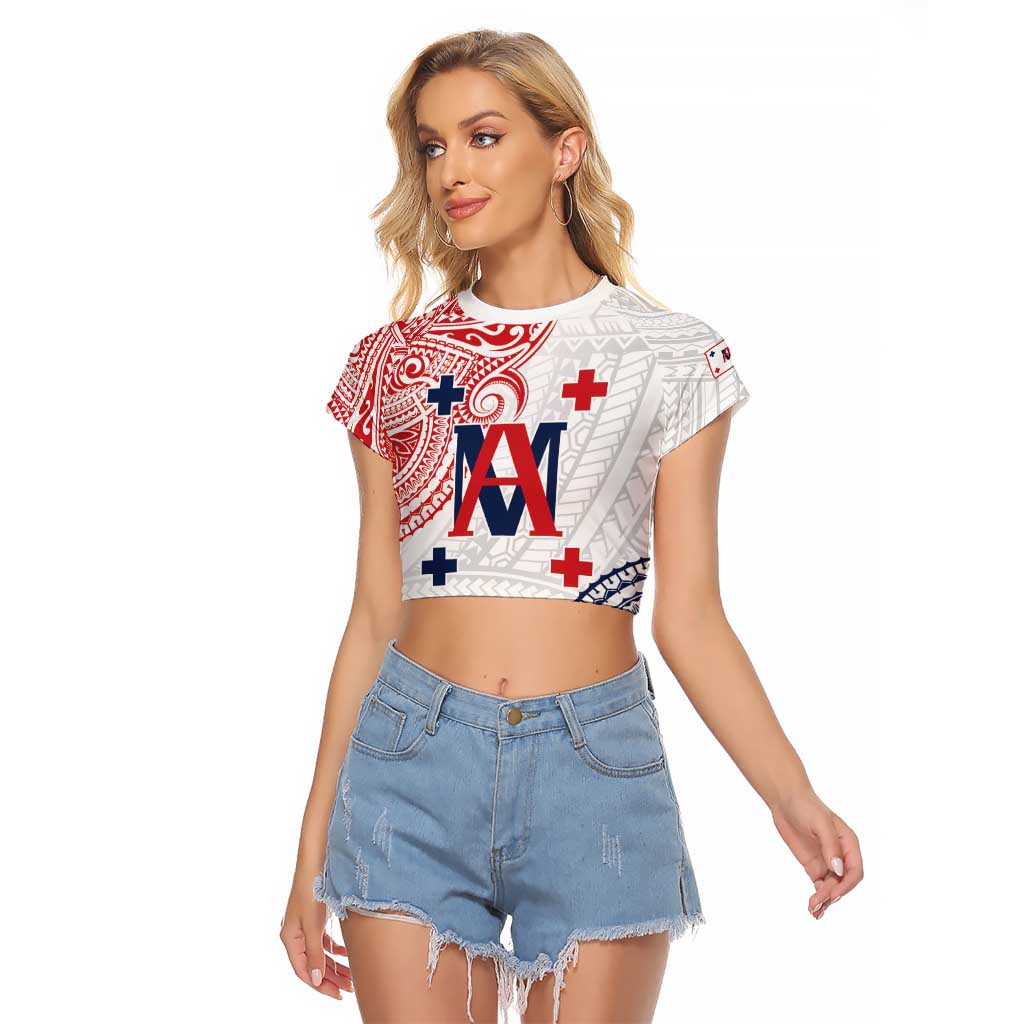 Kingdom of Uvea 1842-1860 Personalized Raglan Cropped T Shirt Wallis and Futuna Polynesian Tribal Pattern