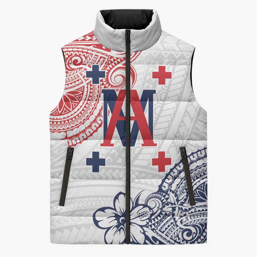 Kingdom of Uvea 1842-1860 Personalized Sleeveless Puffer Jacket Wallis and Futuna Polynesian Tribal Pattern - Polynesian Pride