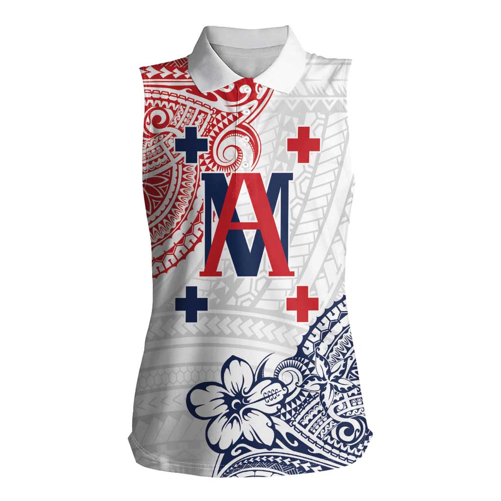 Kingdom of Uvea 1842-1860 Personalized Women Sleeveless Polo Shirt Wallis and Futuna Polynesian Tribal Pattern