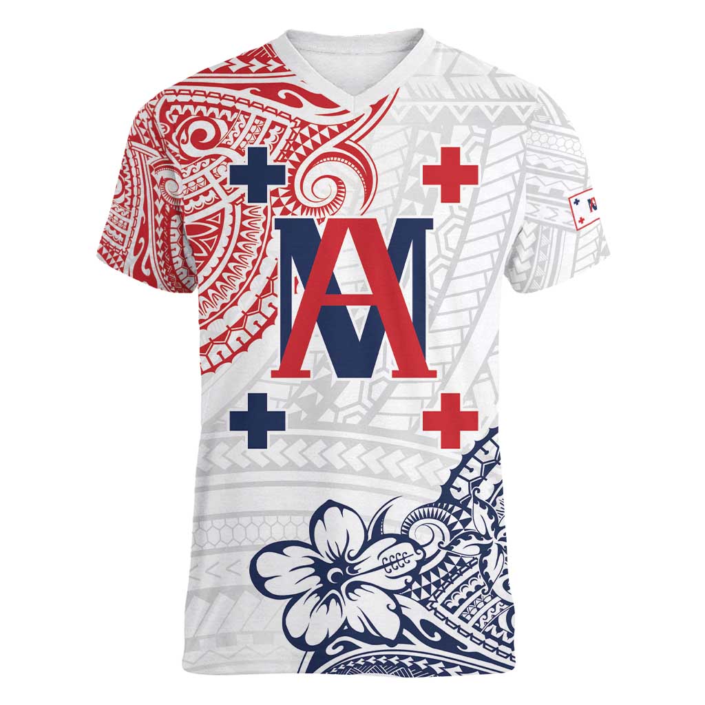 Kingdom of Uvea 1842-1860 Personalized Women V-Neck T-Shirt Wallis and Futuna Polynesian Tribal Pattern