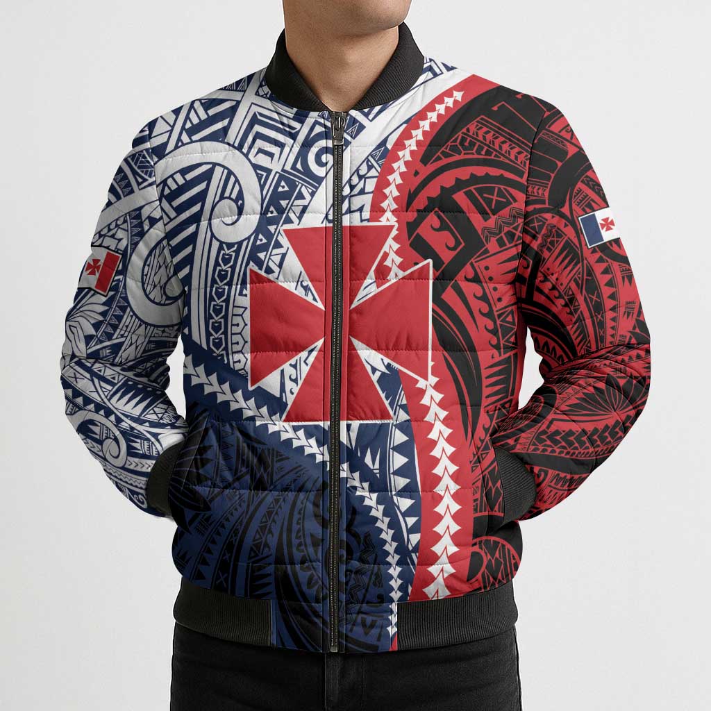 Kingdom of Uvea 1860-1886 Personalized Bomber Puffer Jacket Wallis and Futuna Polynesian Tribal Pattern - Polynesian Pride