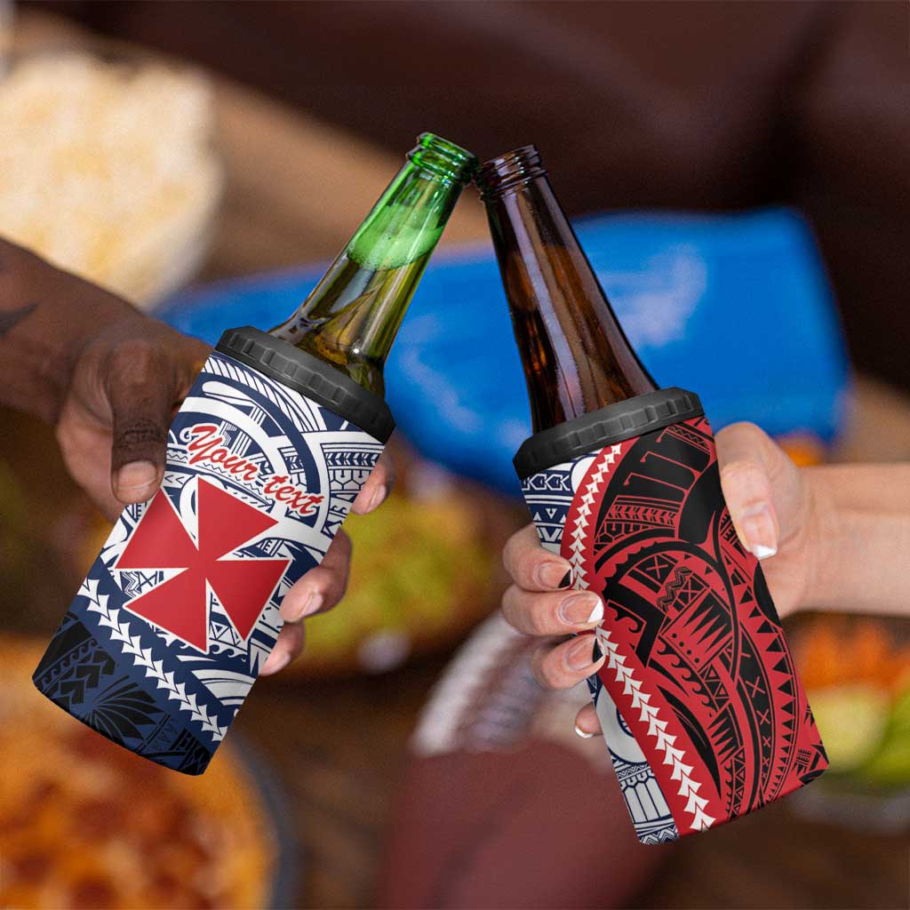 Kingdom of Uvea 1860-1886 Personalized 4 in 1 Can Cooler Tumbler Wallis and Futuna Polynesian Tribal Pattern