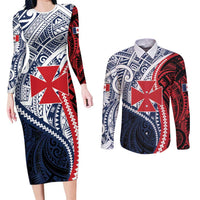 Kingdom of Uvea 1860-1886 Personalized Couples Matching Long Sleeve Bodycon Dress and Long Sleeve Button Shirt Wallis and Futuna Polynesian Tribal Pattern