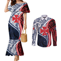 Kingdom of Uvea 1860-1886 Personalized Couples Matching Mermaid Dress and Long Sleeve Button Shirt Wallis and Futuna Polynesian Tribal Pattern